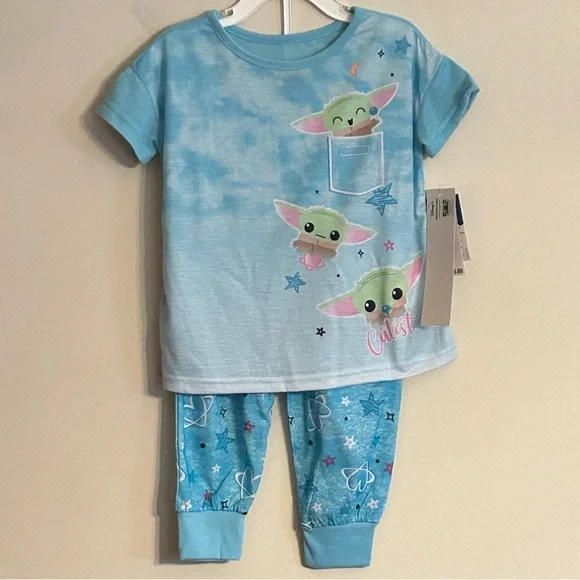 Star Wars Baby Yoda 2-Piece Pajama Set - Girls 4 NWT - Picture 1 of 10